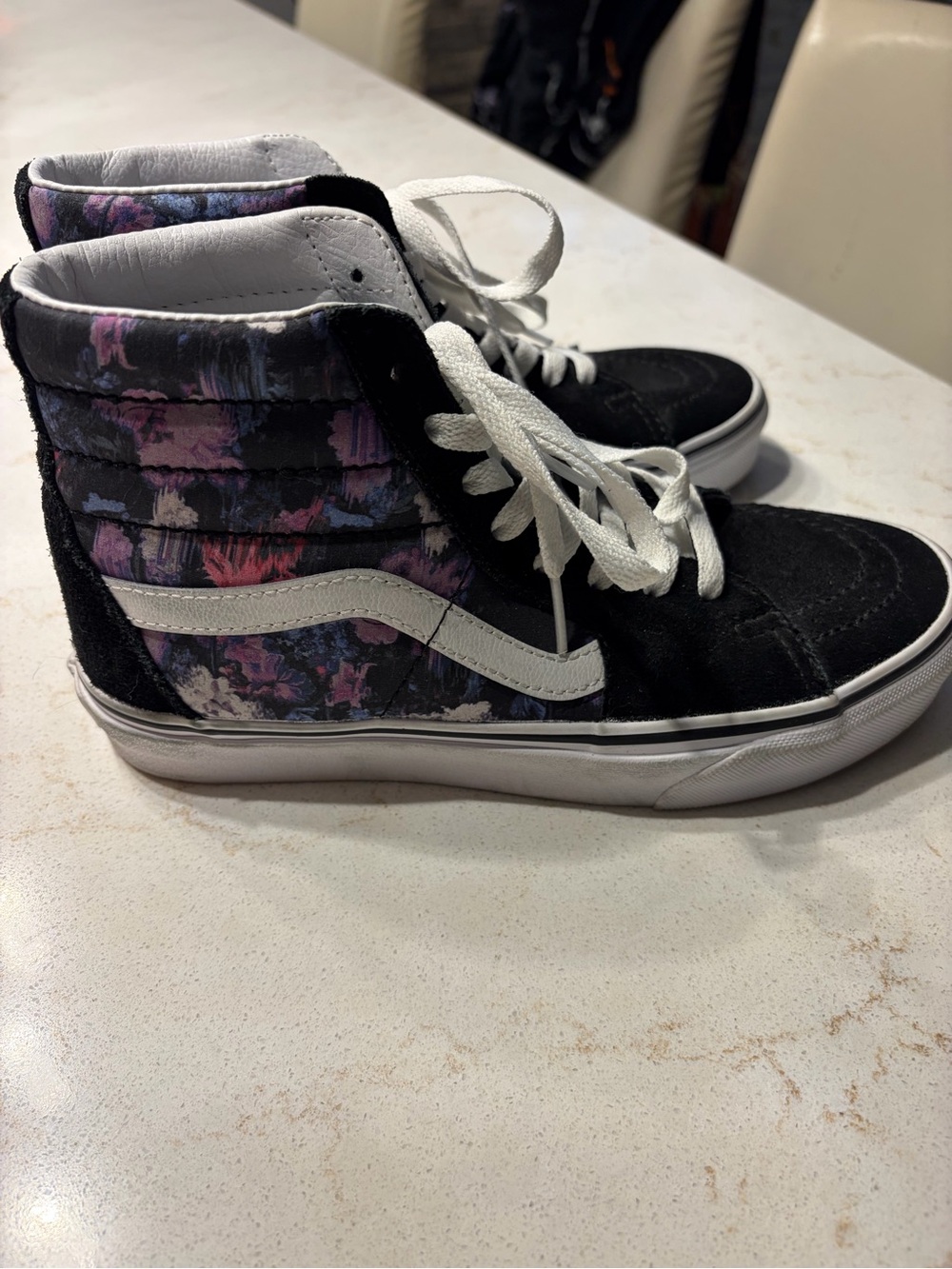 Vans Women's High-Top Black Floral Skate Shoes